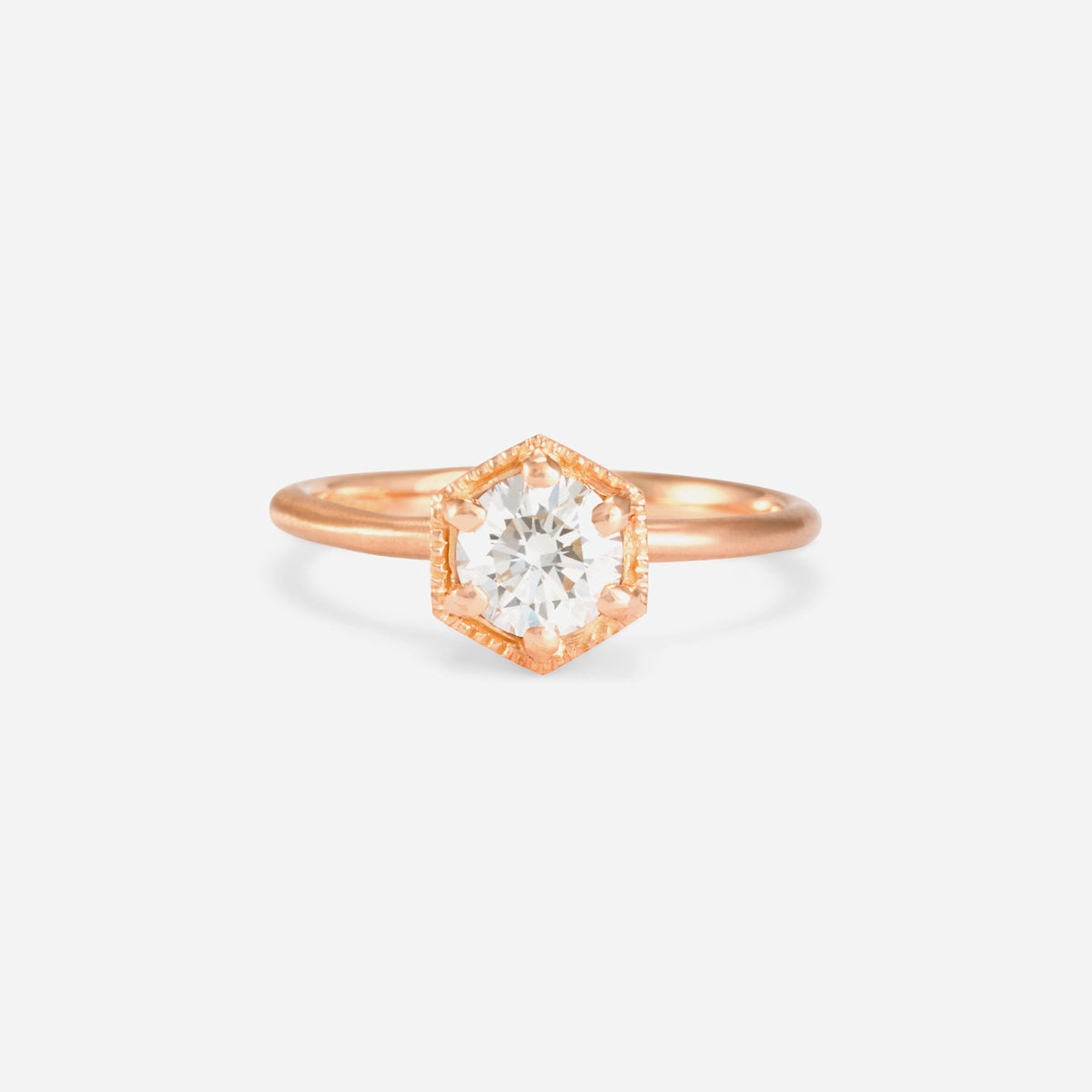 5.6mm White Diamond Hexagon Ring | R2207W