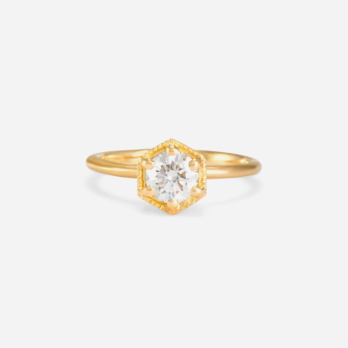 5.6mm White Diamond Hexagon Ring | R2207W