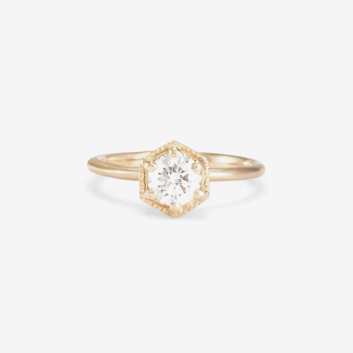 5.6mm White Diamond Hexagon Ring | R2207W