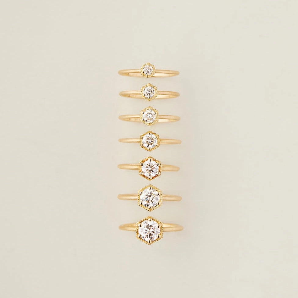 5.6mm White Diamond Hexagon Ring | R2207W