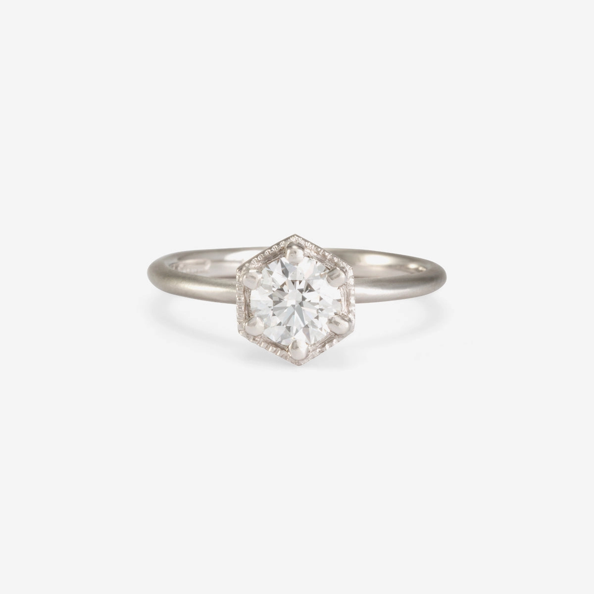 5.6mm White Diamond Hexagon Ring | R2207W