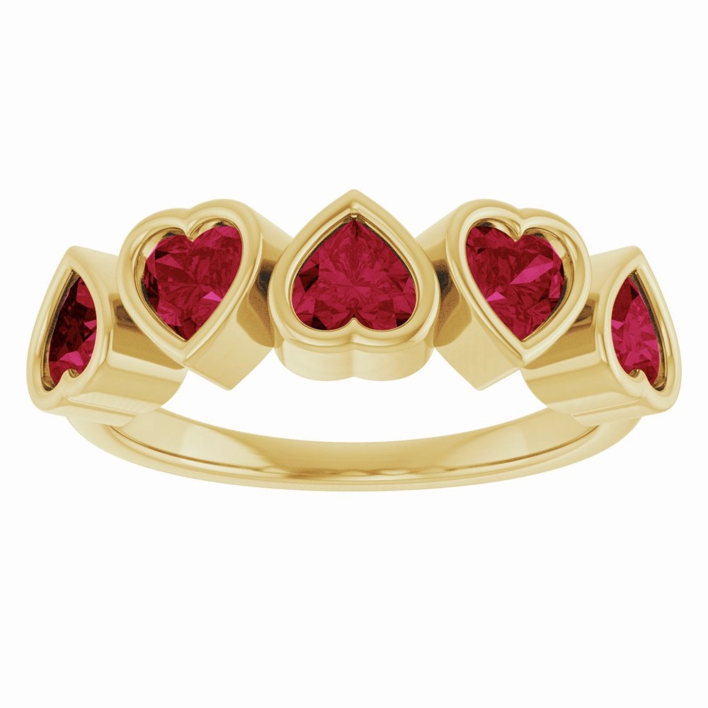 5 Stone Diamond Heart Ring