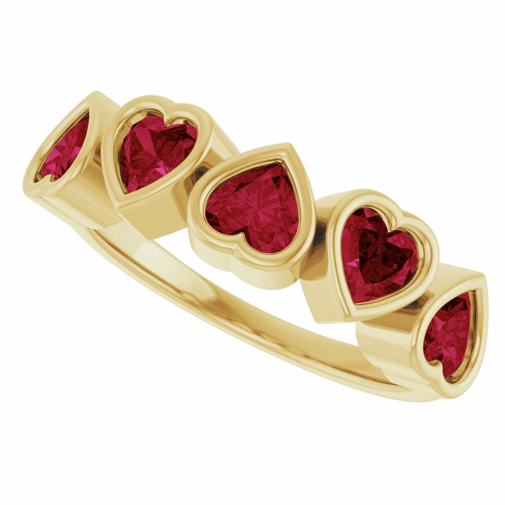 5 Stone Diamond Heart Ring