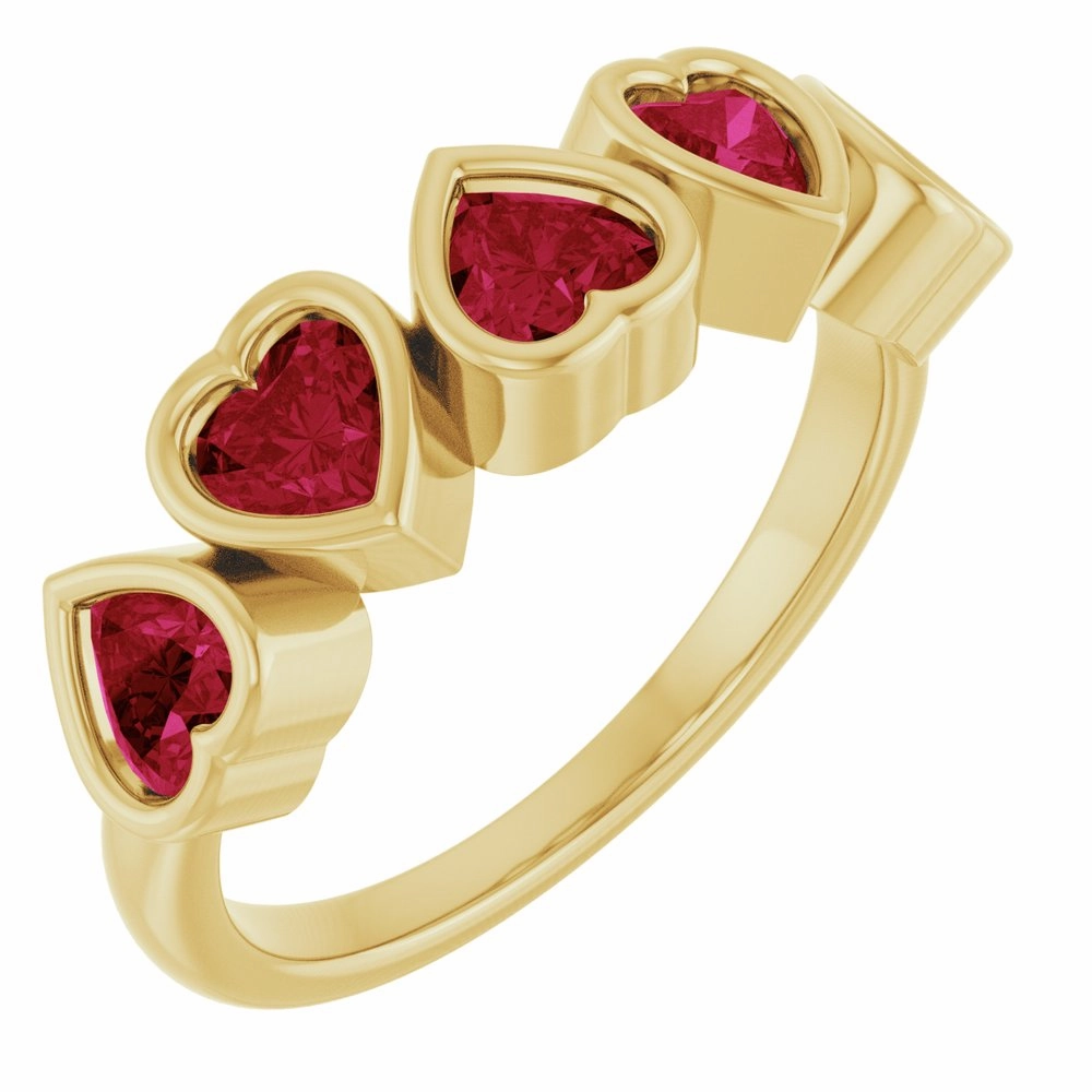 5 Stone Diamond Heart Ring