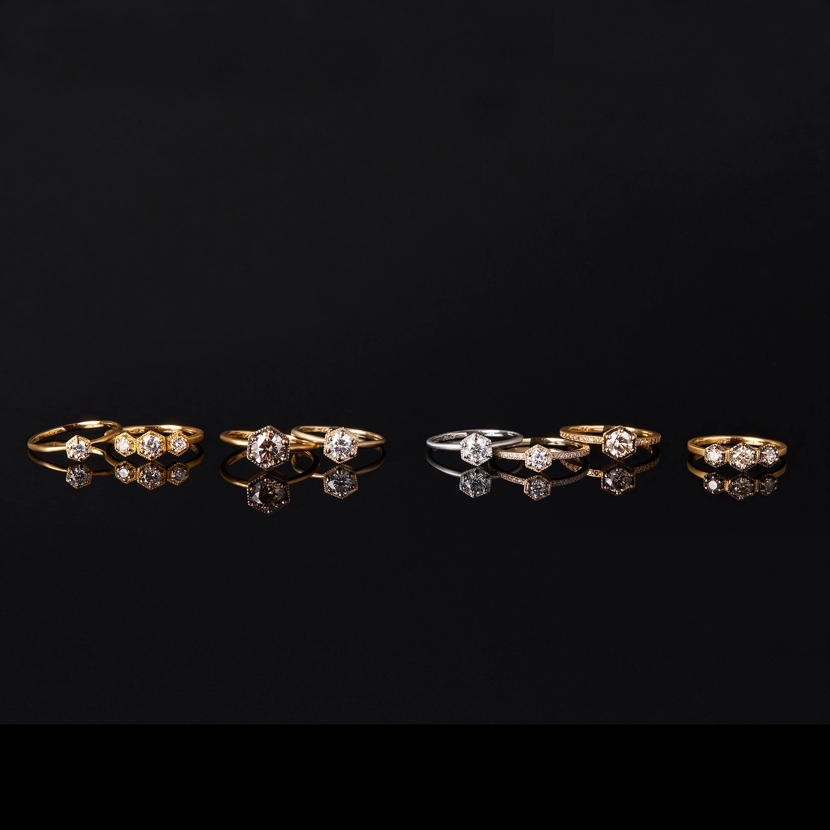 5mm Brown Diamond Hexagon Pave Ring | R9906BR