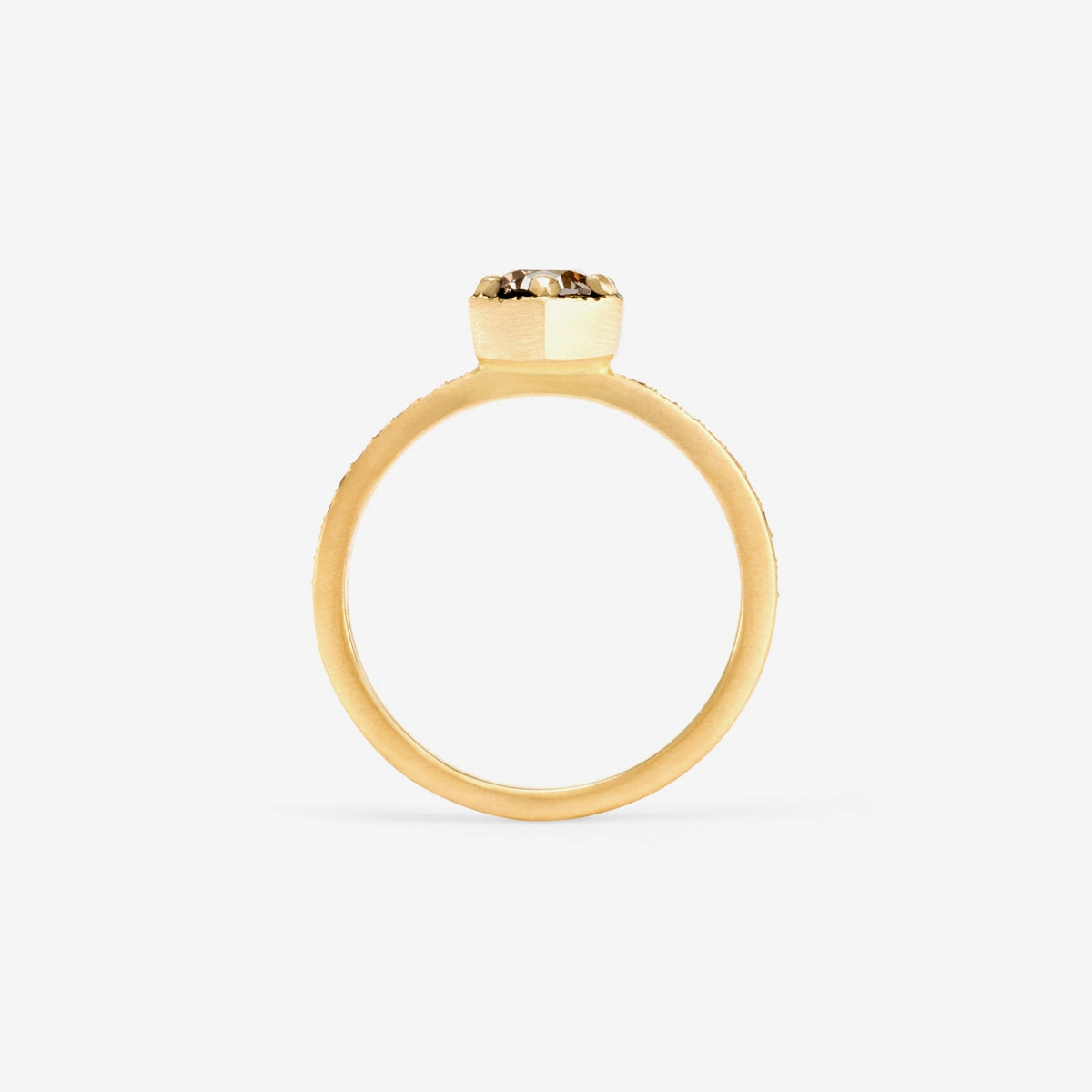 5mm Brown Diamond Hexagon Pave Ring | R9906BR