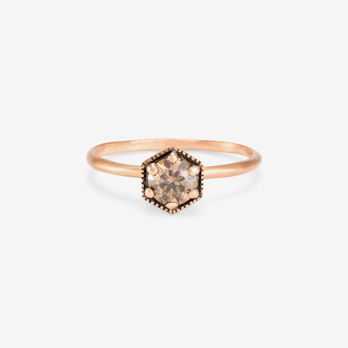 5mm Brown Diamond Hexagon Ring | R2206BR