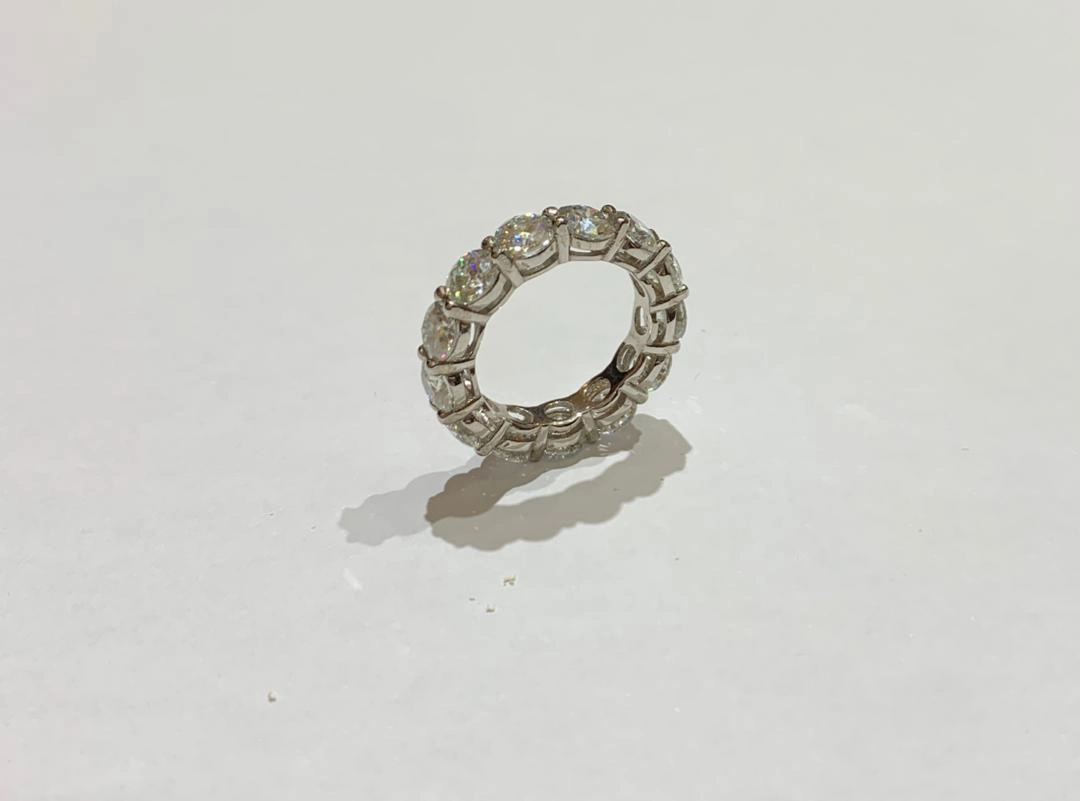 5MM Eternity Round Cut Moissanite Band in 925 Sterling Silver