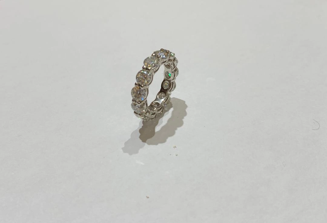 5MM Eternity Round Cut Moissanite Band in 925 Sterling Silver