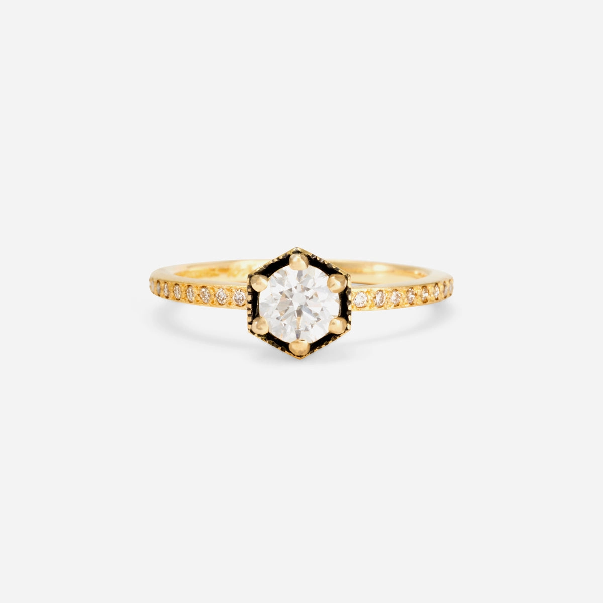 5mm White Diamond Hexagon Pave Ring | R9906W