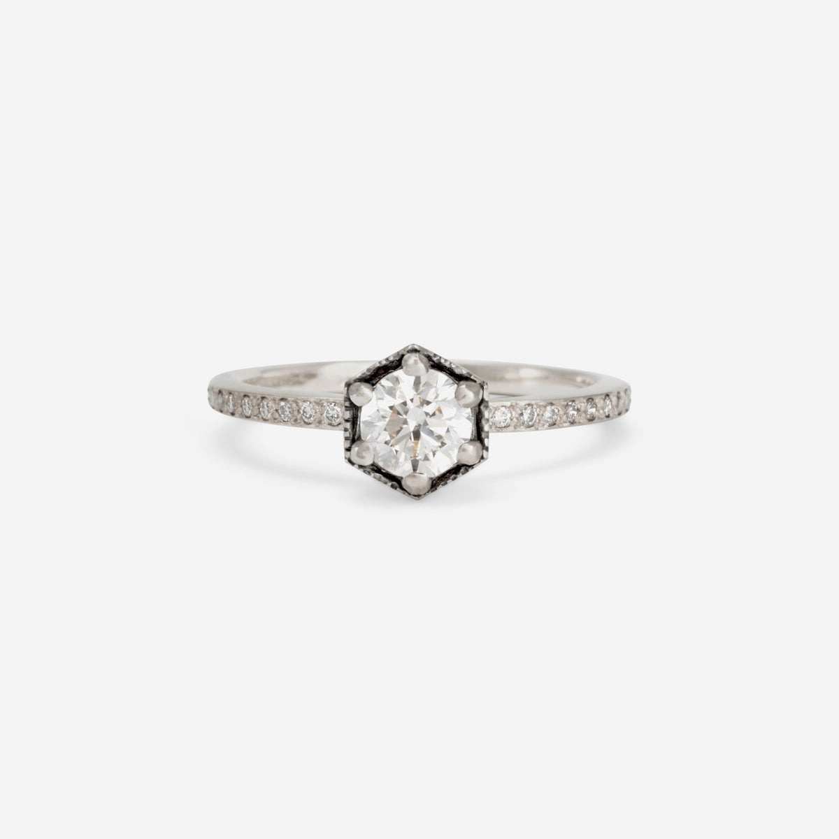 5mm White Diamond Hexagon Pave Ring | R9906W
