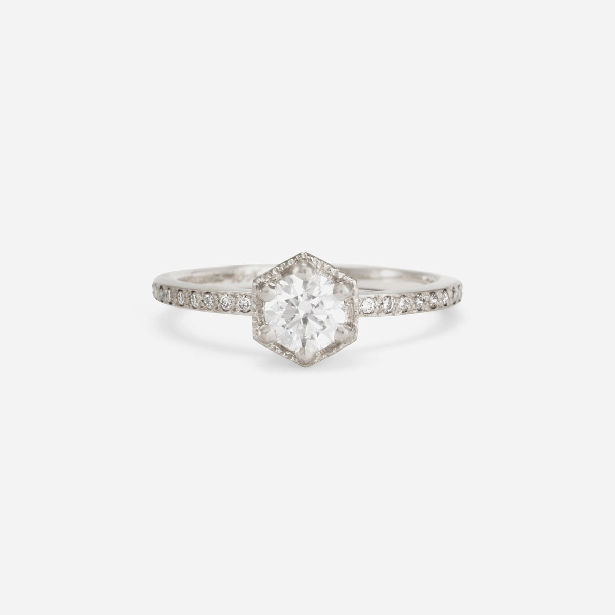 5mm White Diamond Hexagon Pave Ring | R9906W