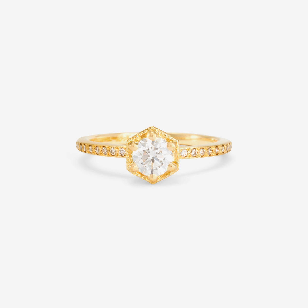 5mm White Diamond Hexagon Pave Ring | R9906W