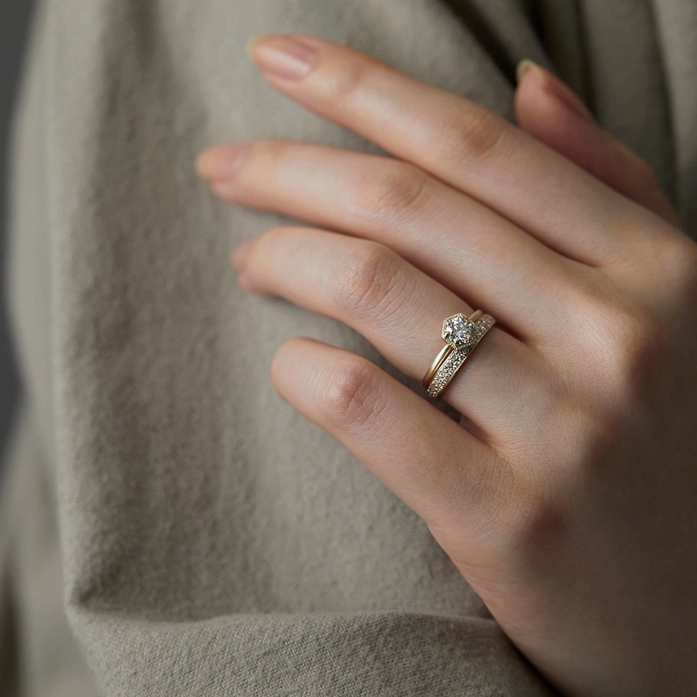 5mm White Diamond Hexagon Ring | R2206W