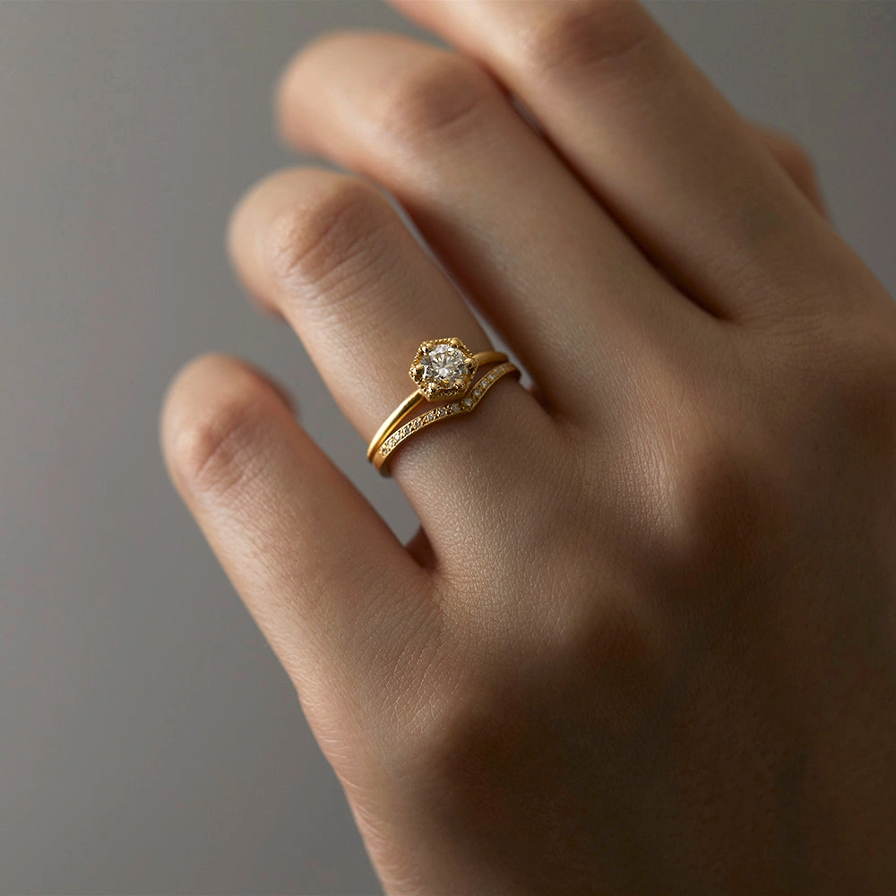 5mm White Diamond Hexagon Ring | R2206W