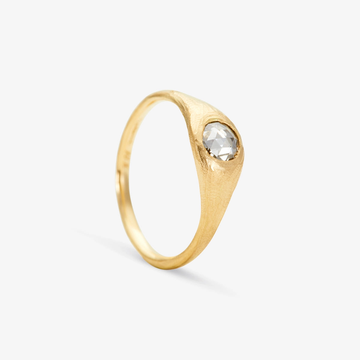 5mm White Diamond Rose Cut  Curva Ring | R9602W