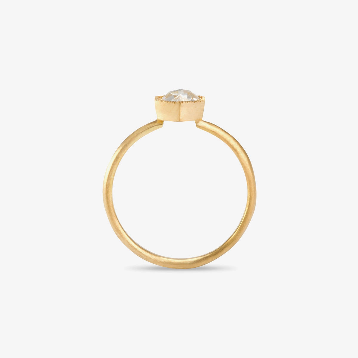 5mm White Diamond Rose Cut Hexagon Solitaire Ring | R3701W