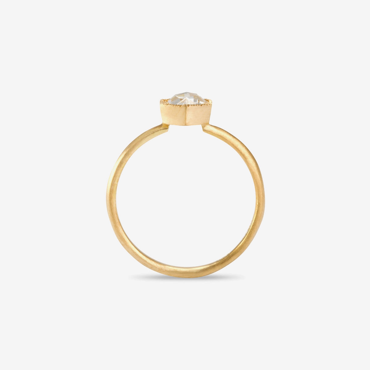 5mm White Diamond Rose Cut Hexagon Solitaire Ring | R3701W