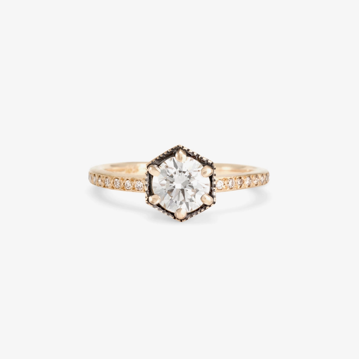 6.3mm White Diamond Hexagon Pave Ring | R9908W