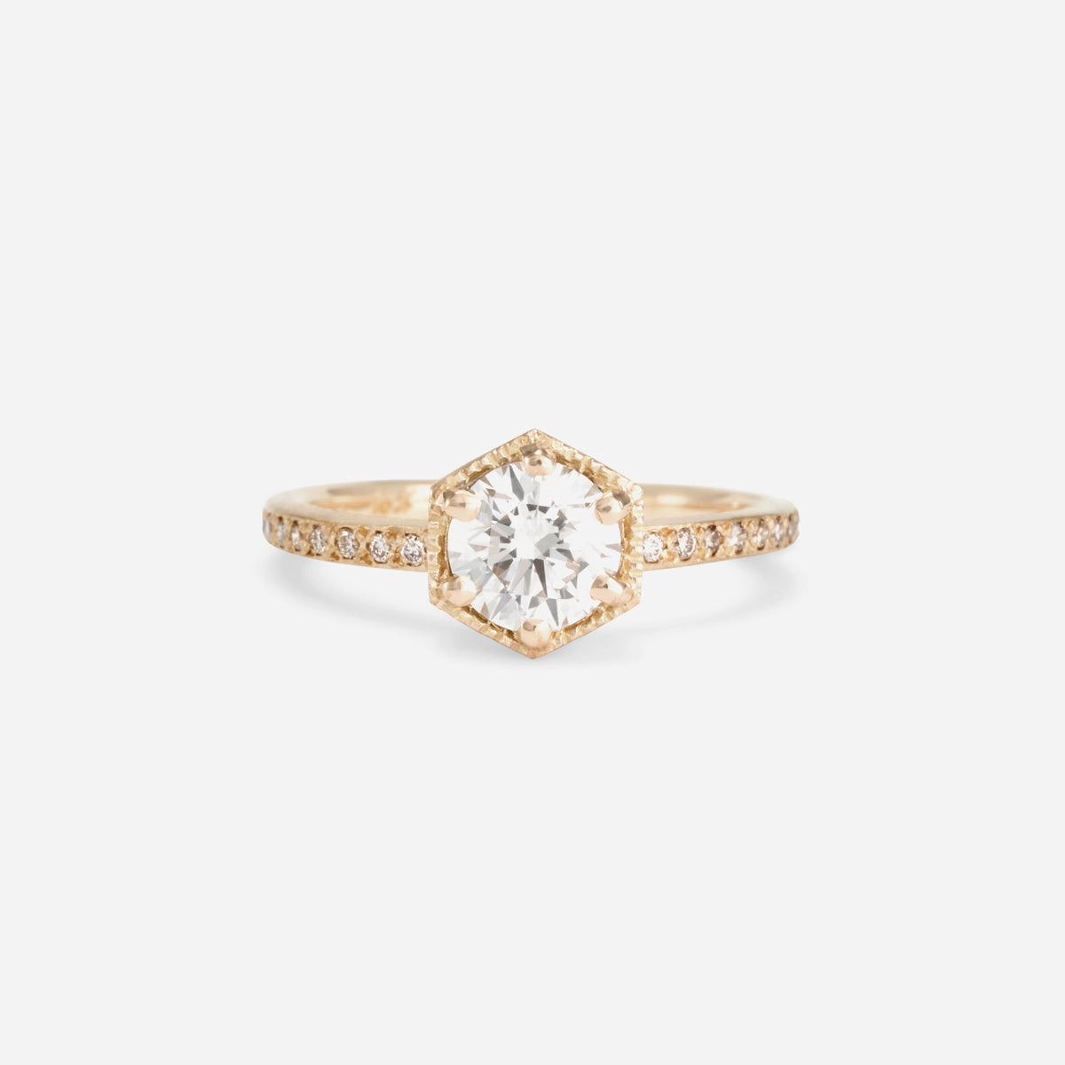 6.3mm White Diamond Hexagon Pave Ring | R9908W