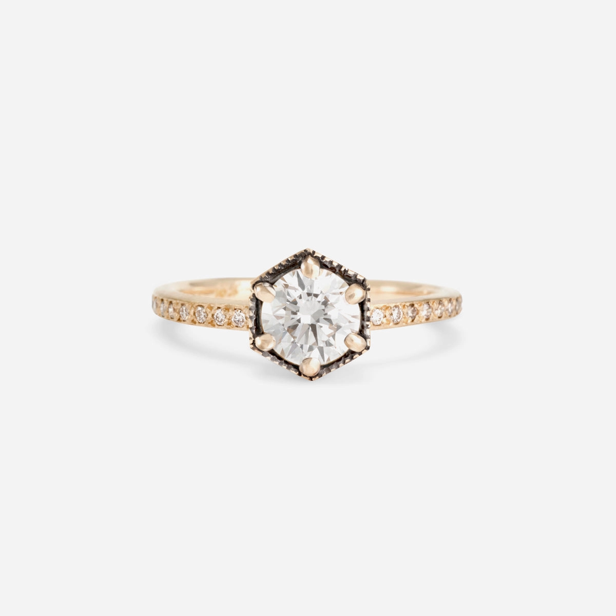 6.3mm White Diamond Hexagon Pave Ring | R9908W