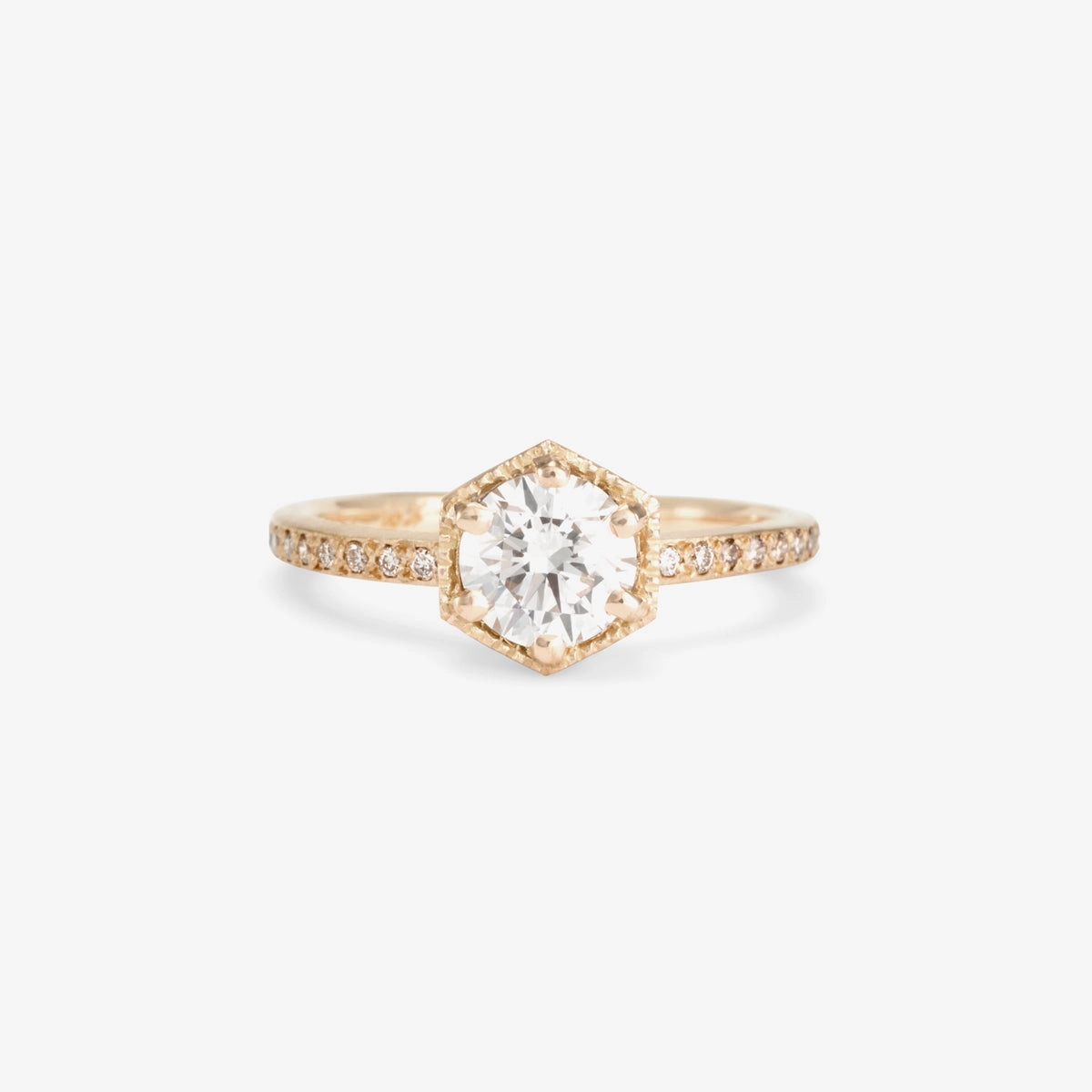 6.3mm White Diamond Hexagon Pave Ring | R9908W