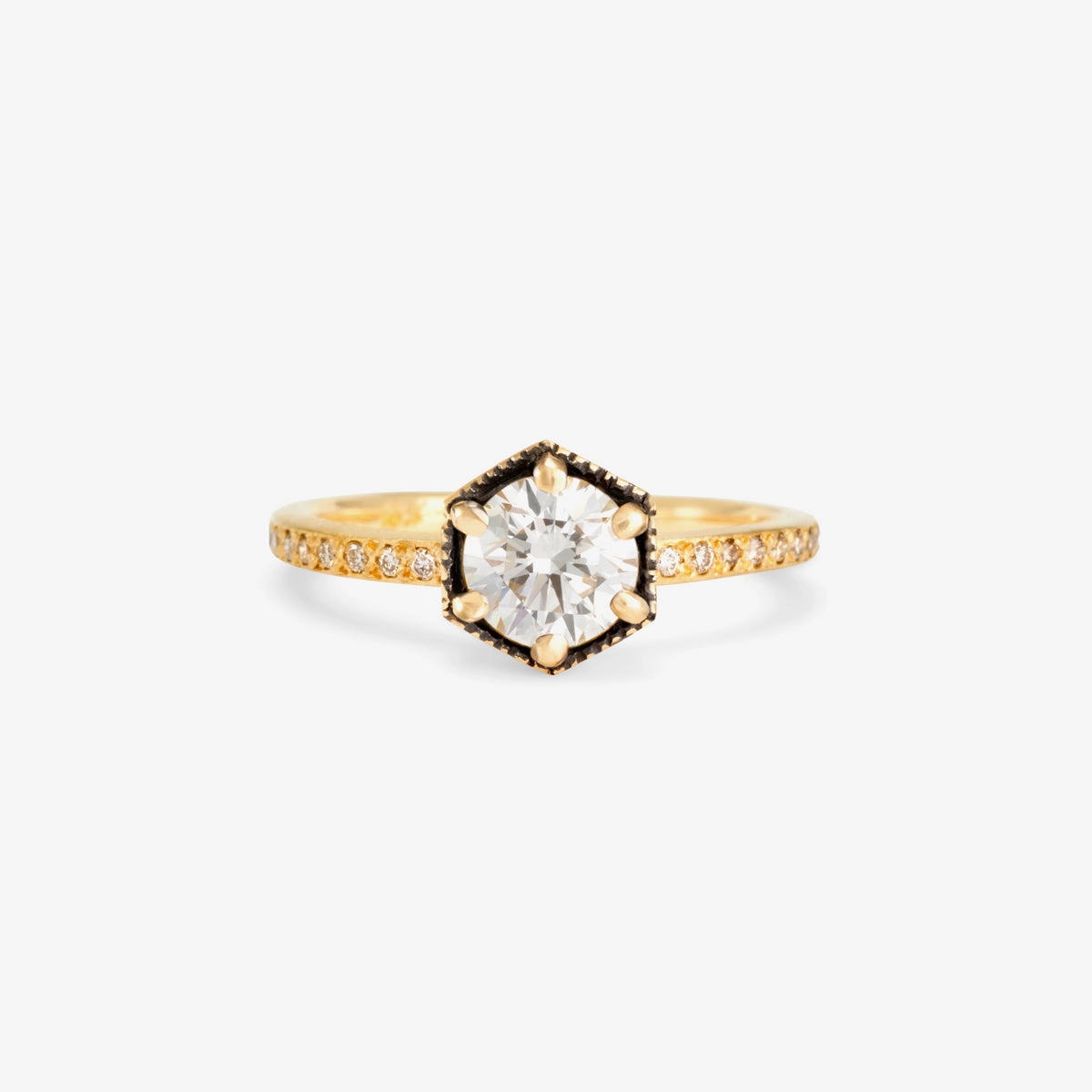 6.3mm White Diamond Hexagon Pave Ring | R9908W