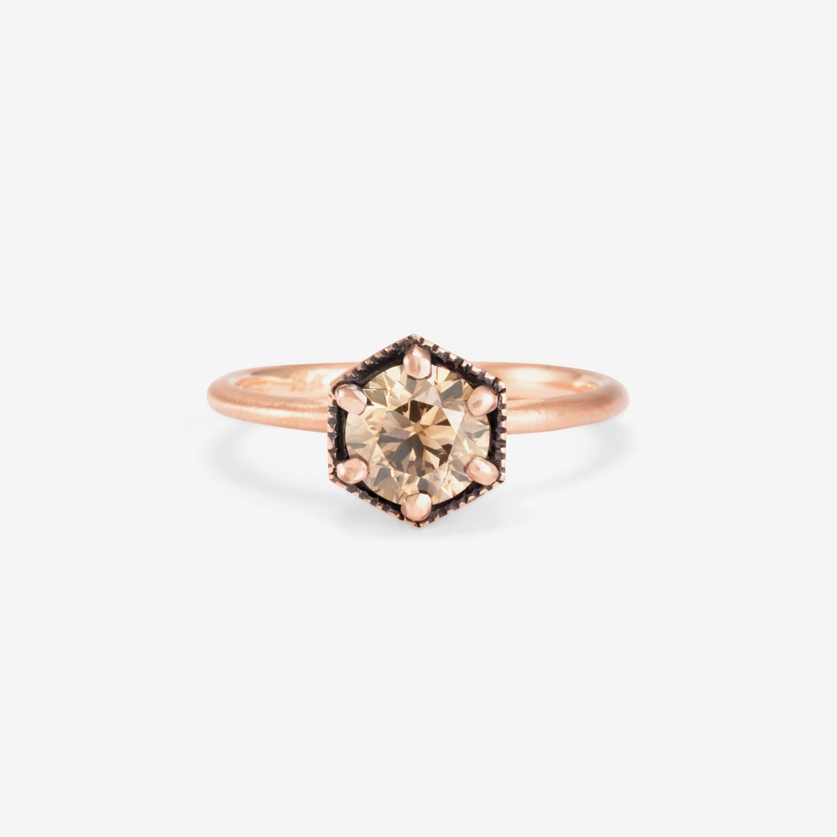 6.5mm Brown Diamond Hexagon Ring | R2208BR