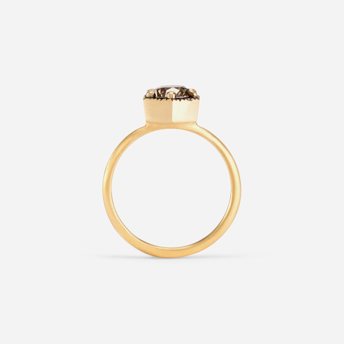 6.5mm Brown Diamond Hexagon Ring | R2208BR