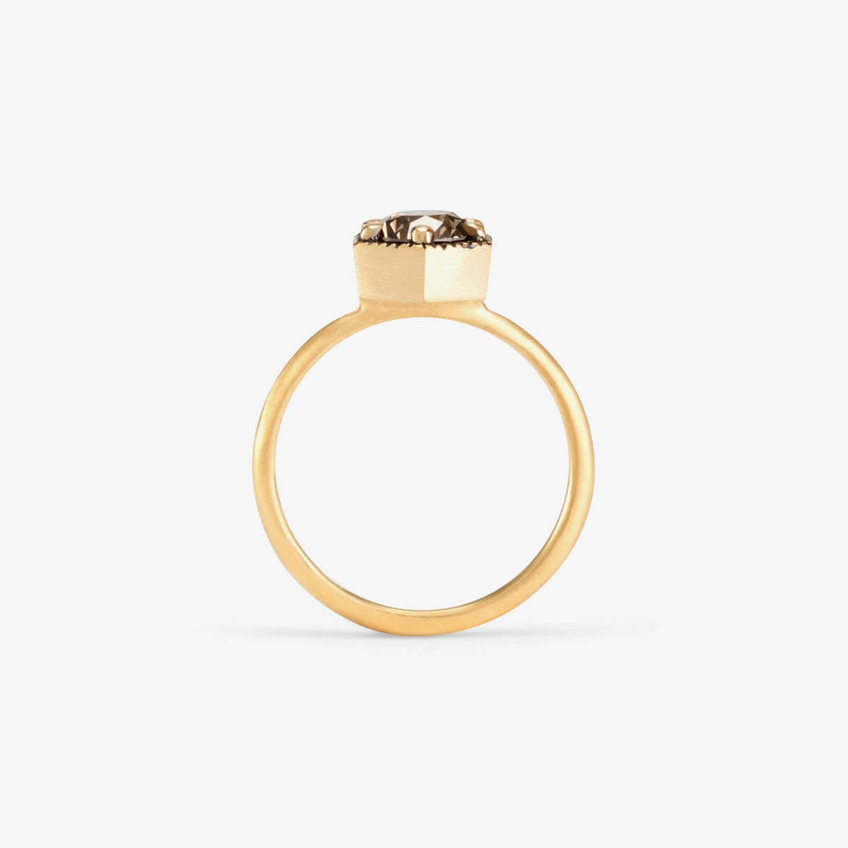 6.5mm Brown Diamond Hexagon Ring | R2208BR