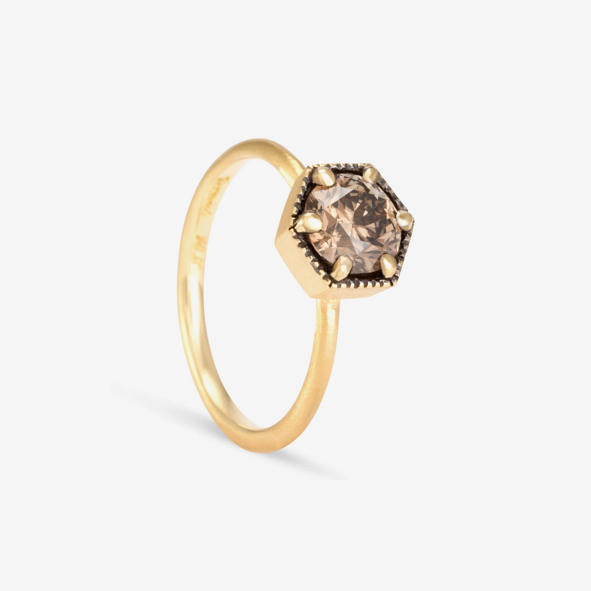 6.5mm Brown Diamond Hexagon Ring | R2208BR