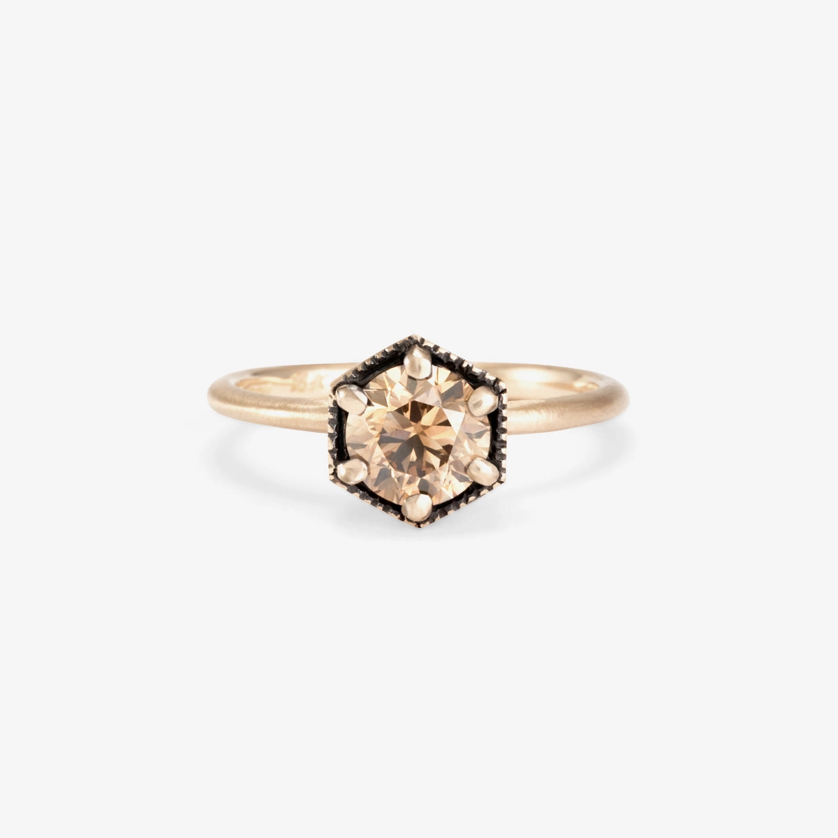 6.5mm Brown Diamond Hexagon Ring | R2208BR