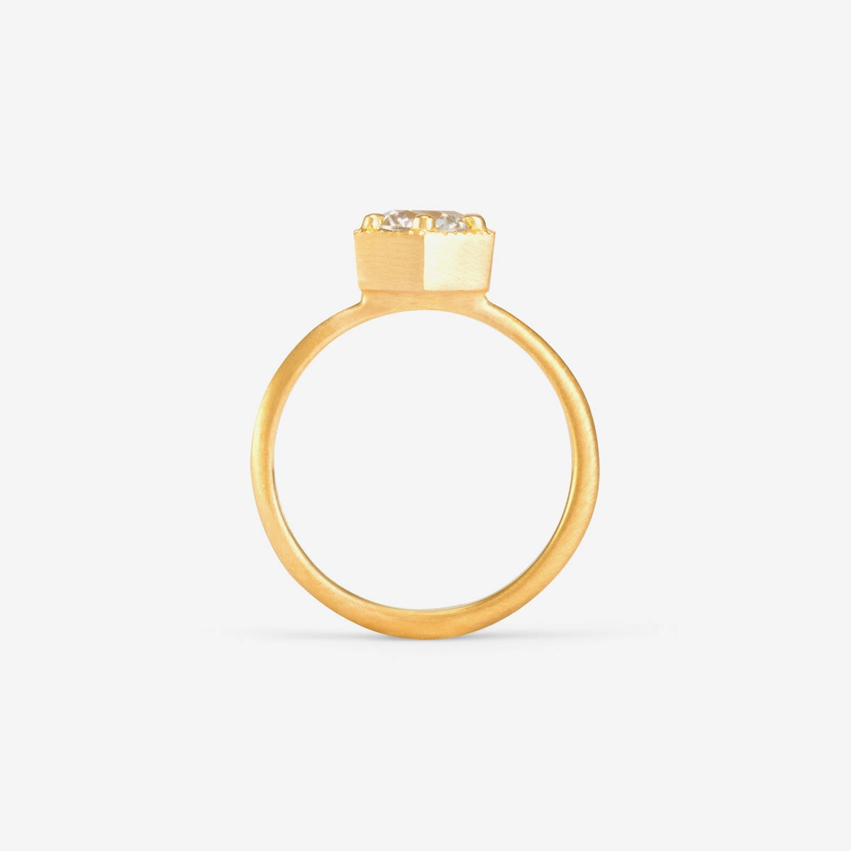 6.5mm White Diamond Hexagon Ring | R2208W