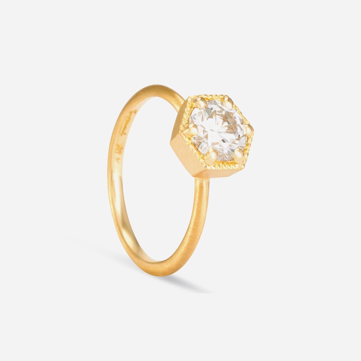 6.5mm White Diamond Hexagon Ring | R2208W