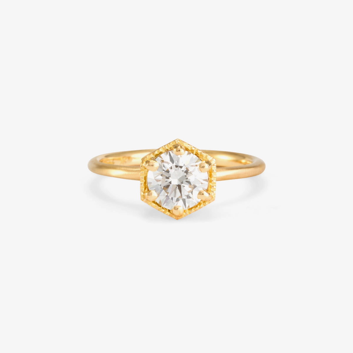6.5mm White Diamond Hexagon Ring | R2208W