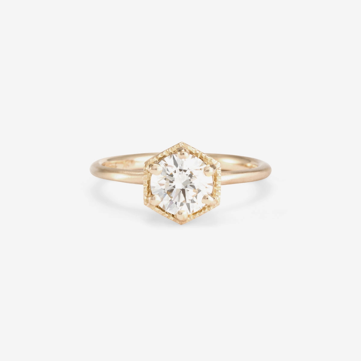 6.5mm White Diamond Hexagon Ring | R2208W