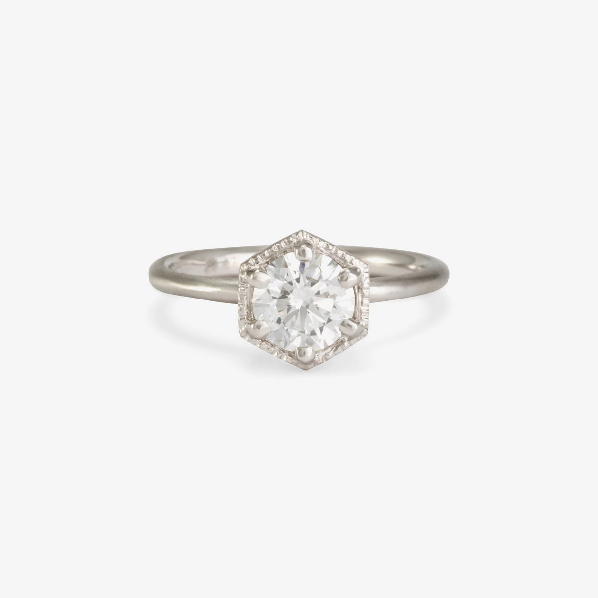 6.5mm White Diamond Hexagon Ring | R2208W
