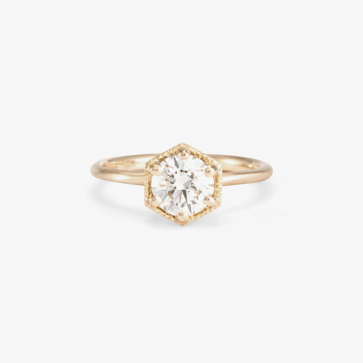 6.5mm White Diamond Hexagon Ring | R2208W