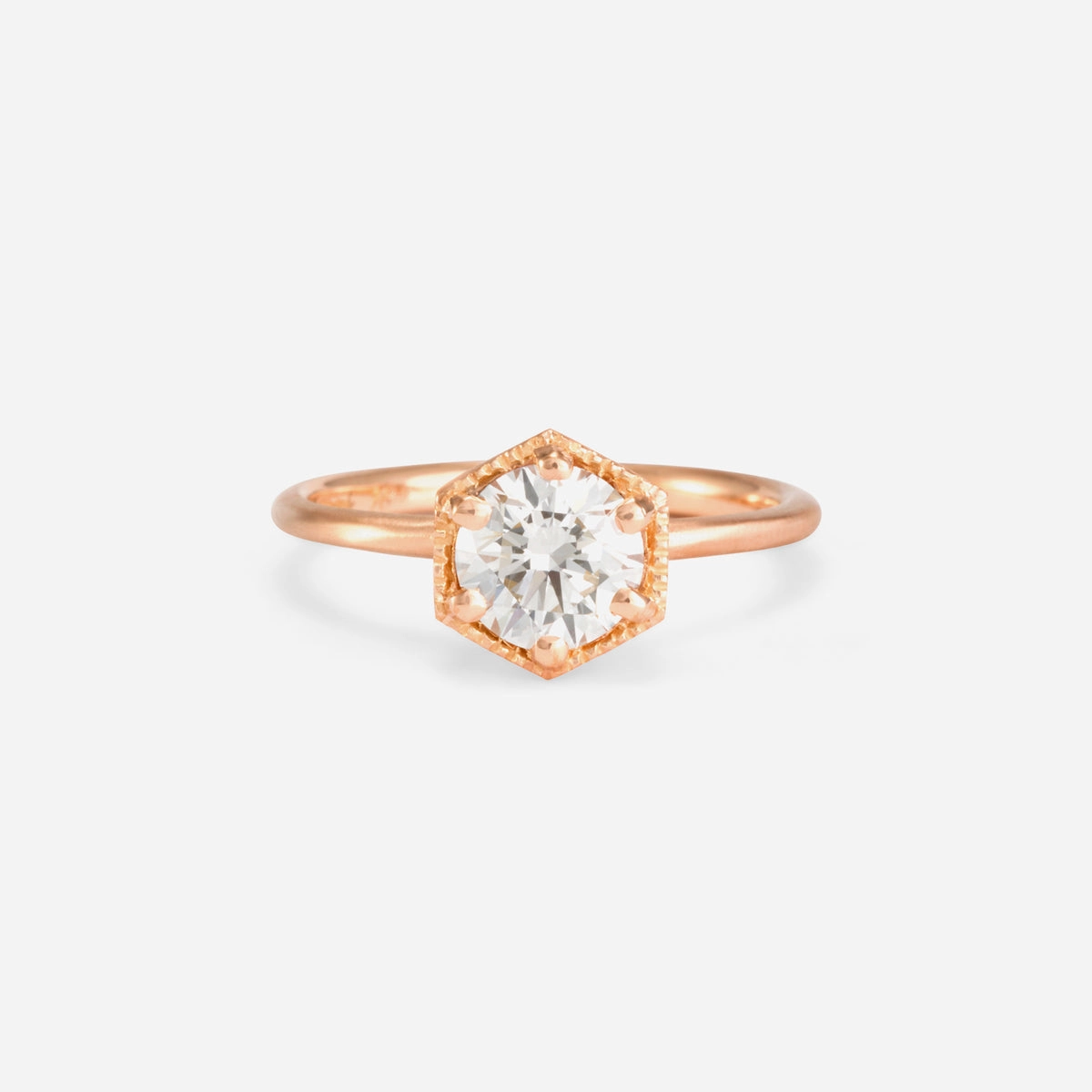 6.5mm White Diamond Hexagon Ring | R2208W