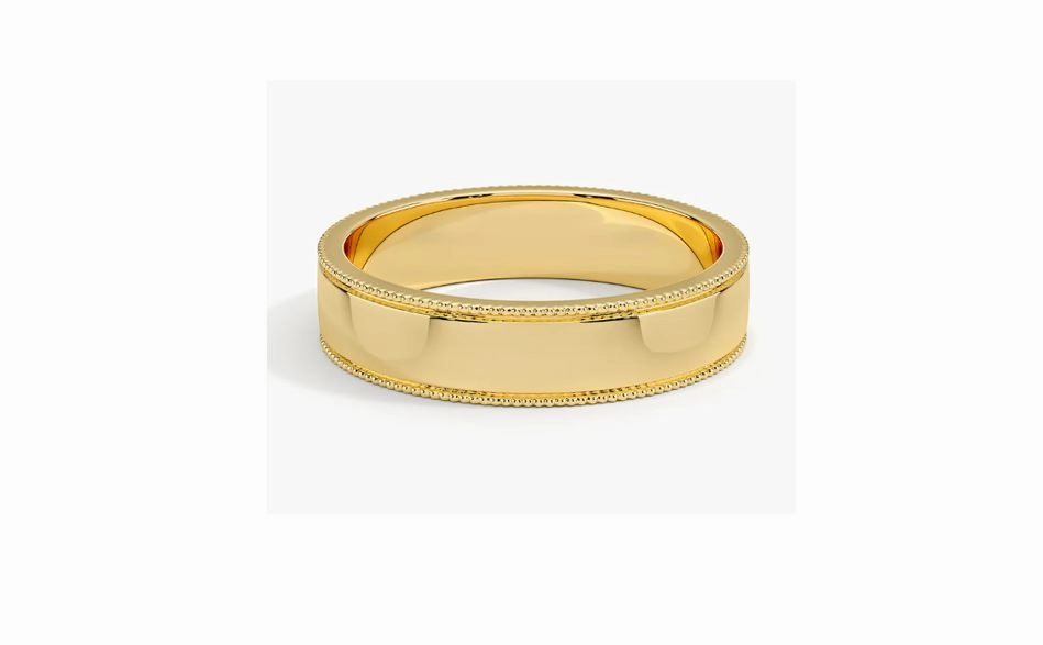 6MM Milgrain Border Band in 18K Gold