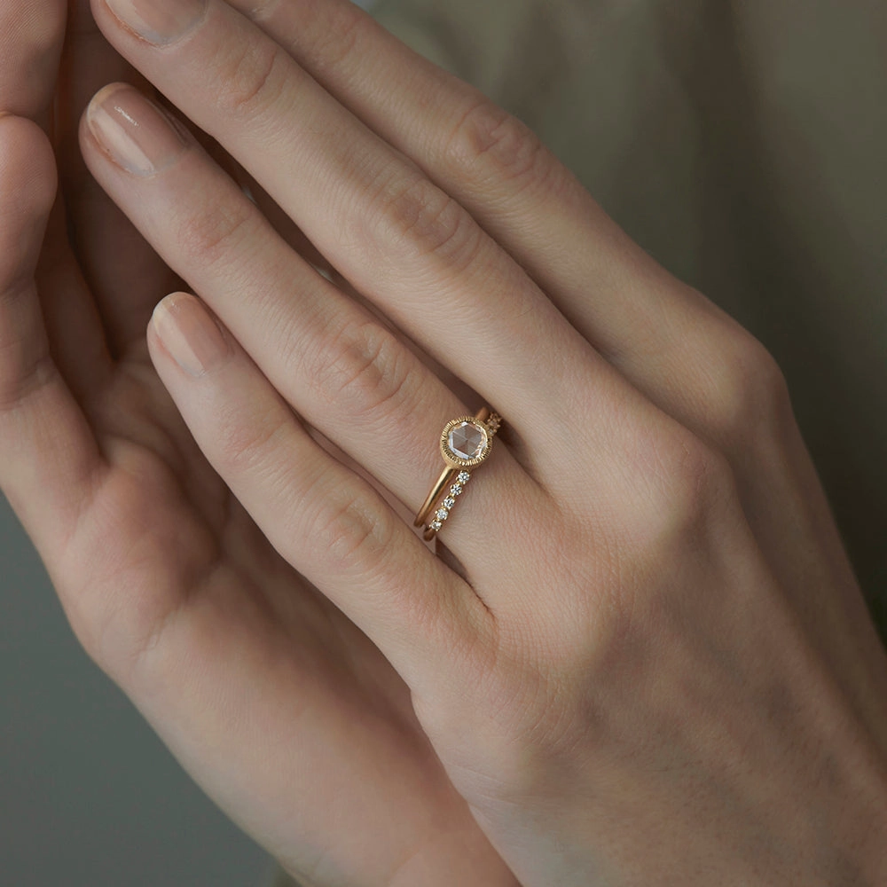 6mm Rose Cut Diamond Solitaire Ring | R3203W