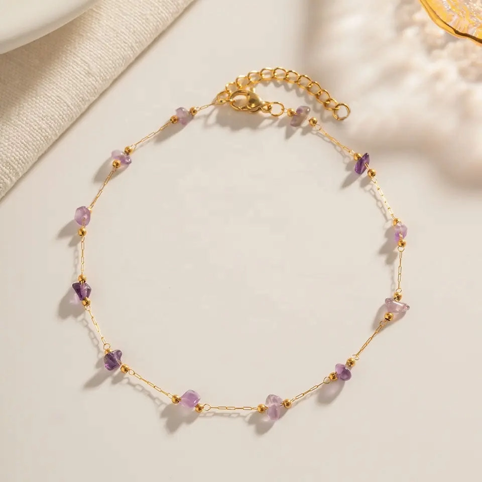 Amethyst Stone Anklet