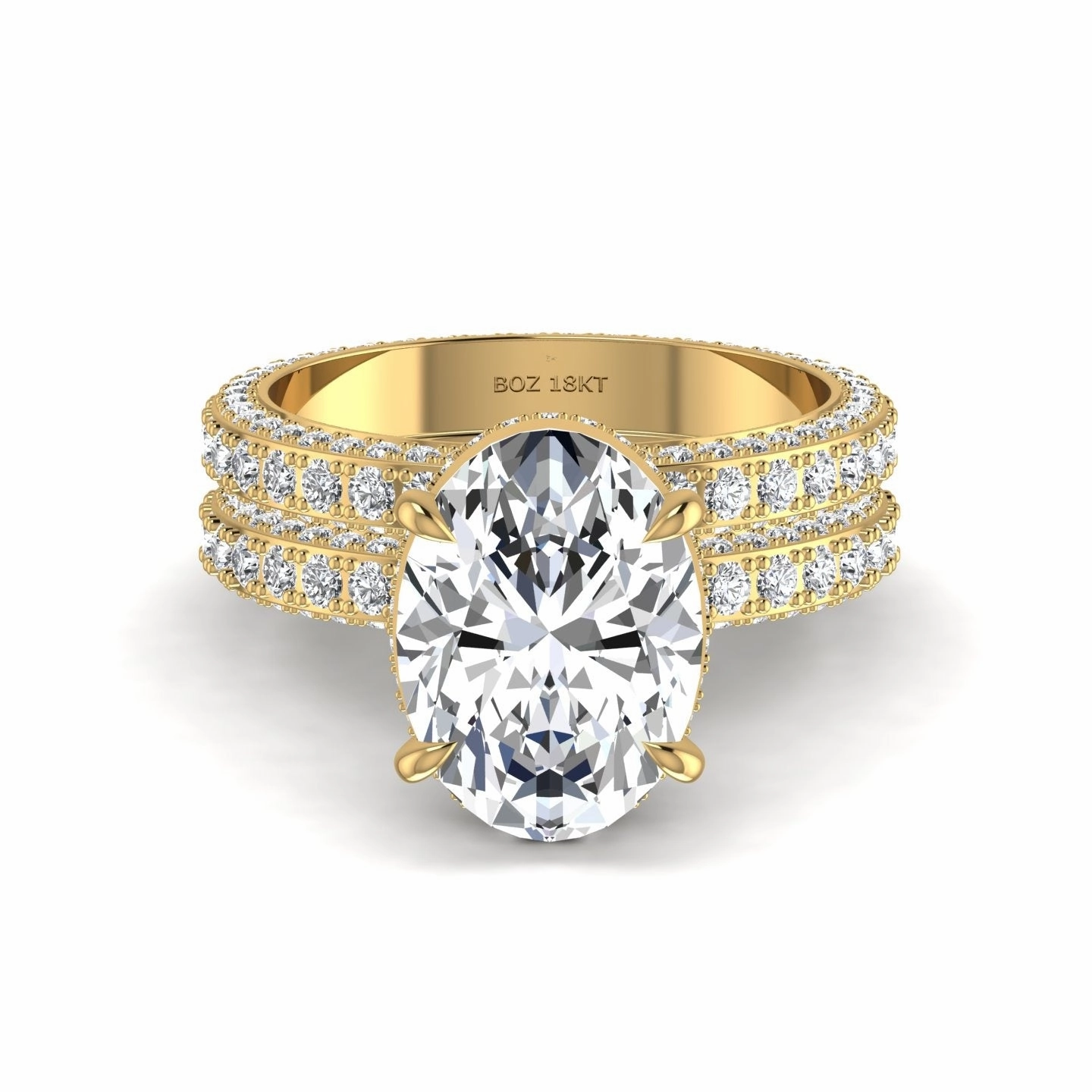 Amina Oval Cut Diamond Bride Set in 18K Gold