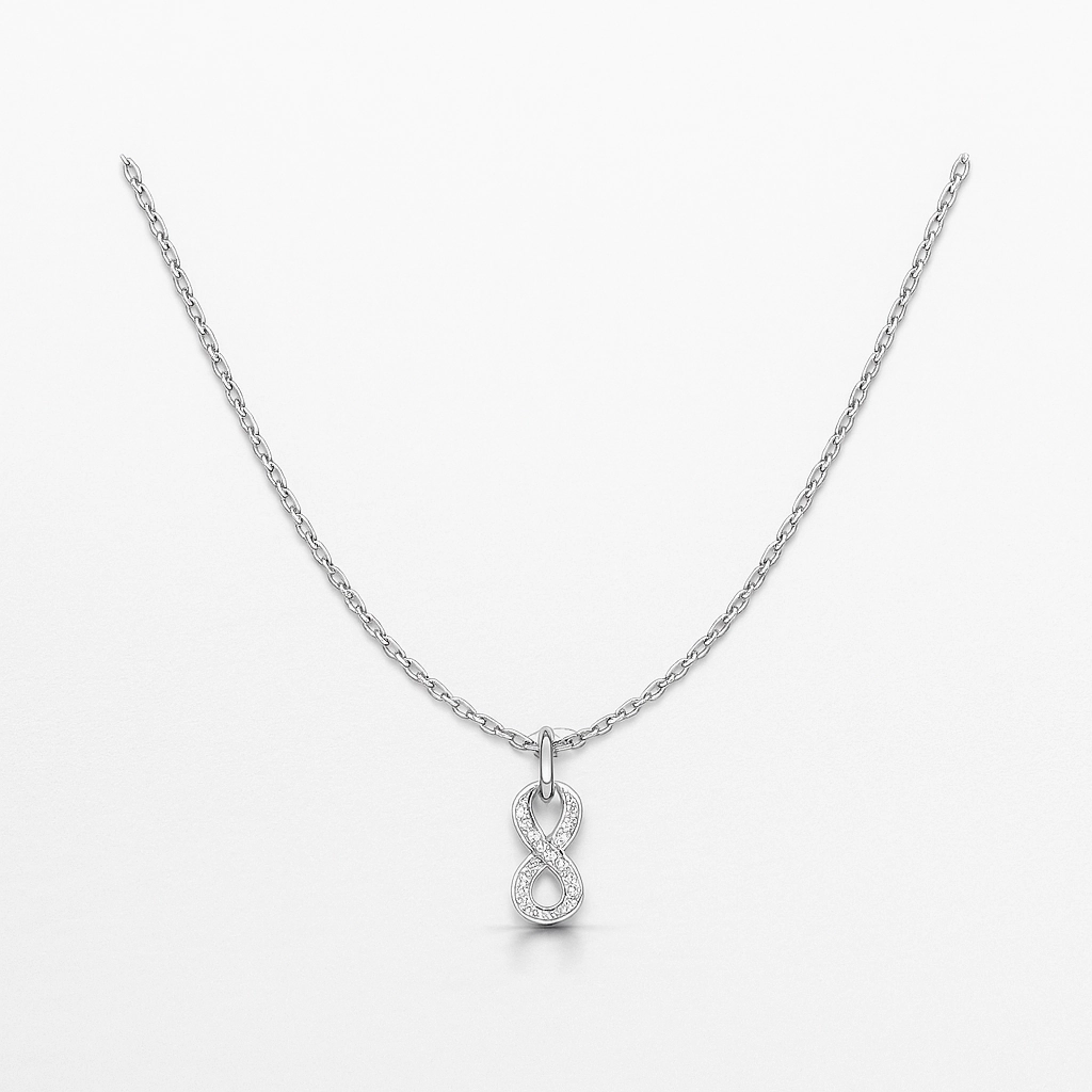 Amit Moissanite Infinity Necklace in 925 Sterling Silver