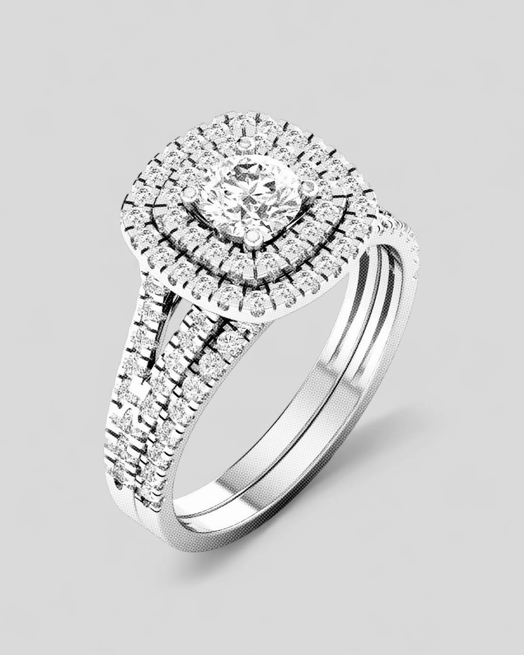 Audre Round Cut Moissanite Engagement Ring in 18K Gold