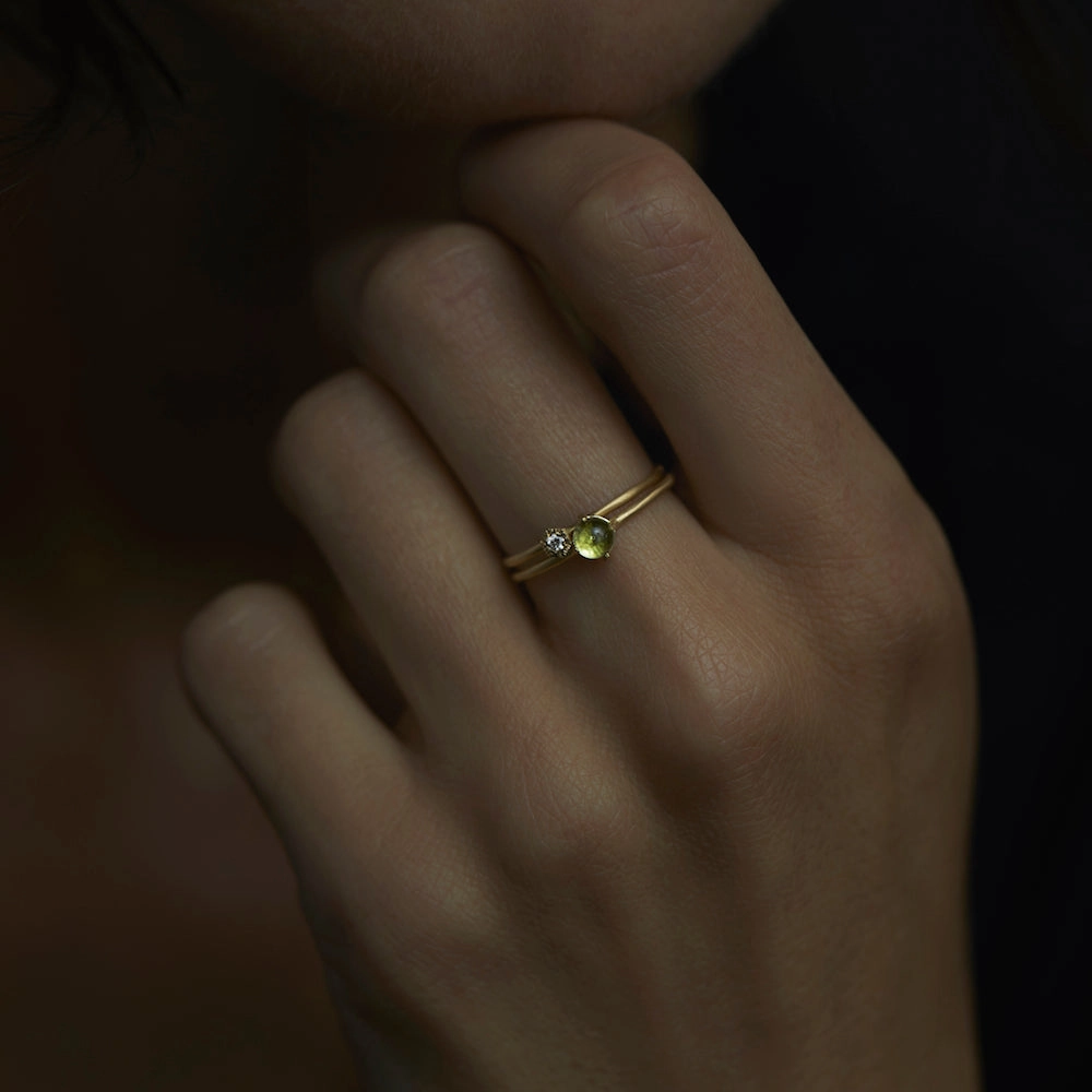 Baby White Diamond Hexagon Ring | R2201W
