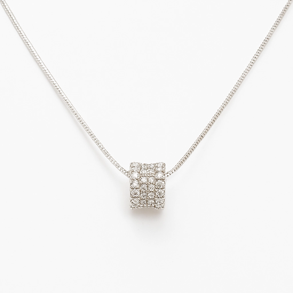 Barrel Moissanite Necklace in 925 Sterling Silver