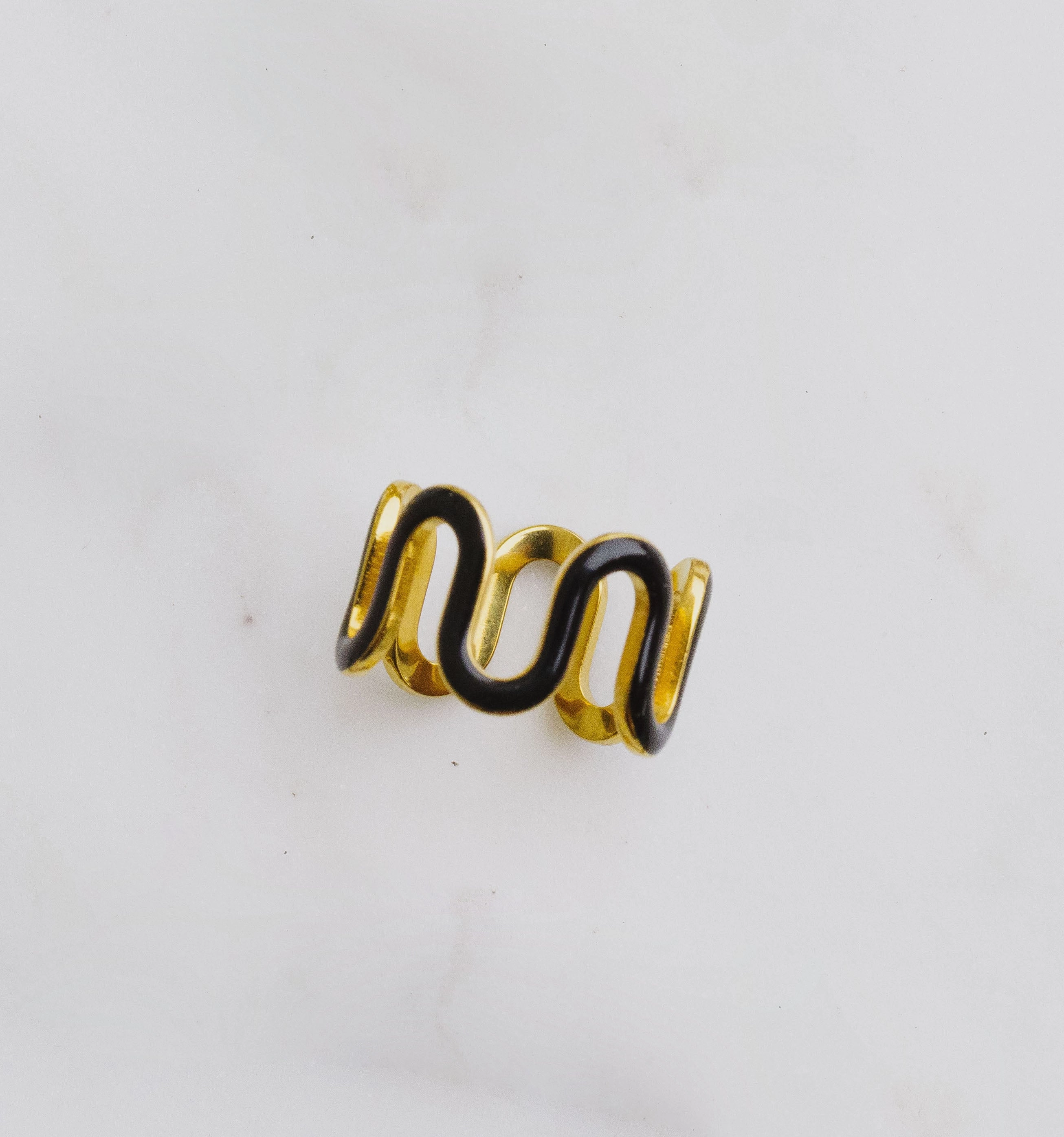 Black Wavy Enamel Ring