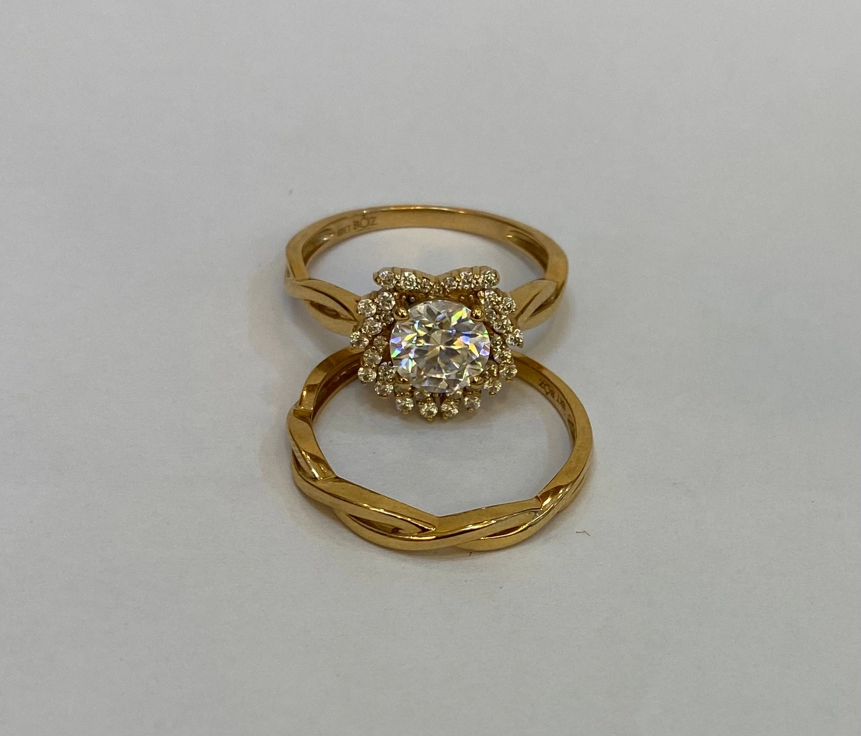 BOZ Forever Moissanite Bride Set in 18K Gold