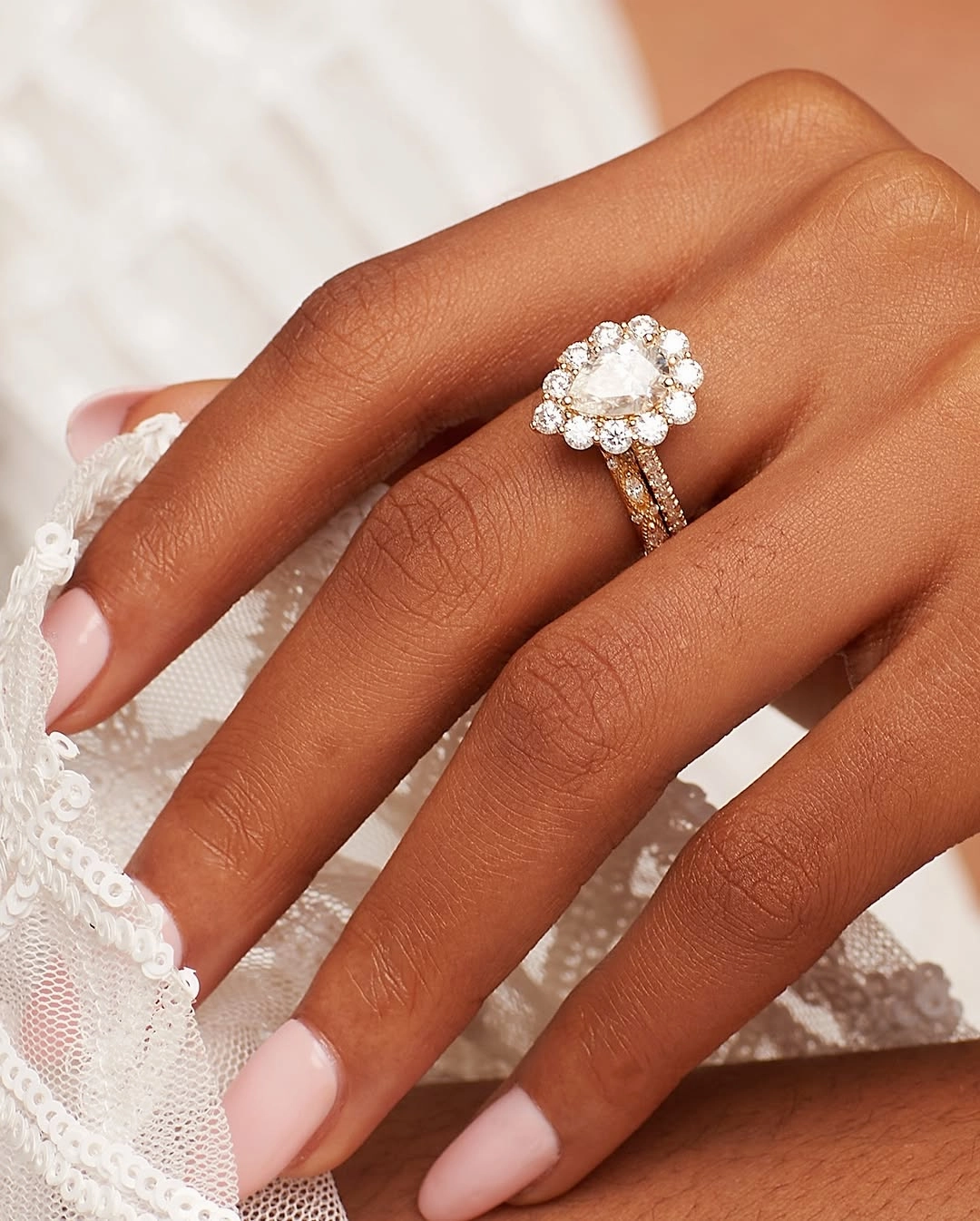 BOZ La Vie Pear Cut Lab Diamonds Bride Set in 18K Gold